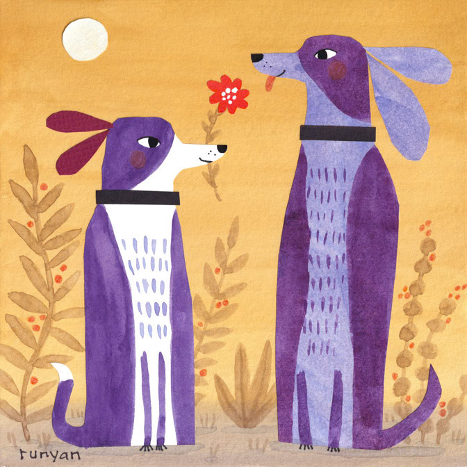 PURPLE PUPPERS 13x13 _Dogs _  Creatif ©Terry Runyan - Creatif License