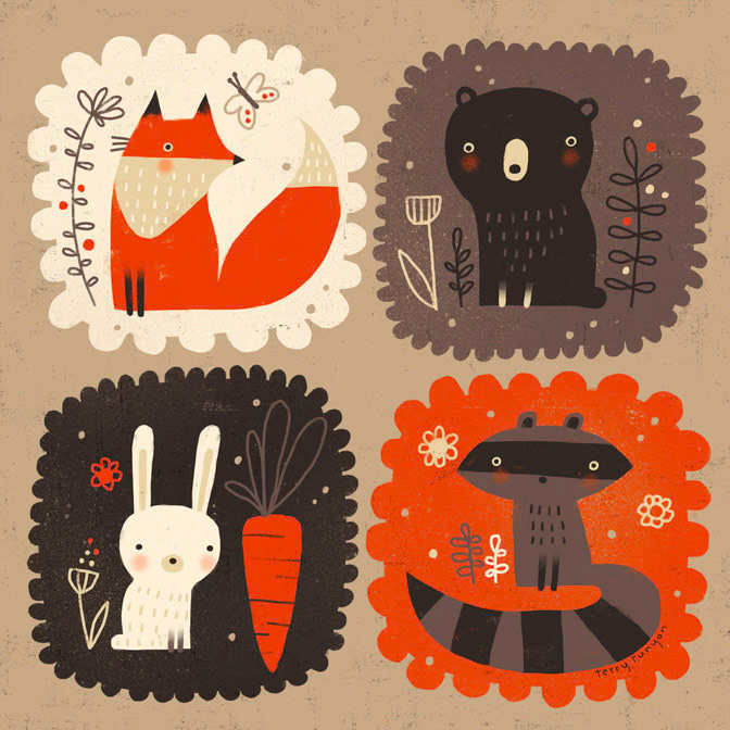 FOREST CRITTERS _Animals- Fox. Bear- Rabbits- Raccoon _  Creatif ©Terry Runyan - Creatif License