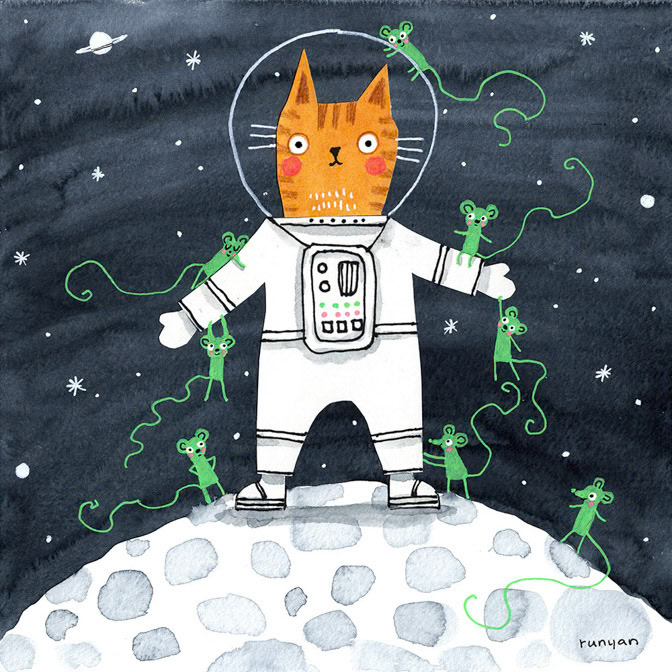 INTERNATIONAL SPACE DAY - Terry Runyan - Creatif _Alien- Cat _  Creatif ©Terry Runyan - Creatif License