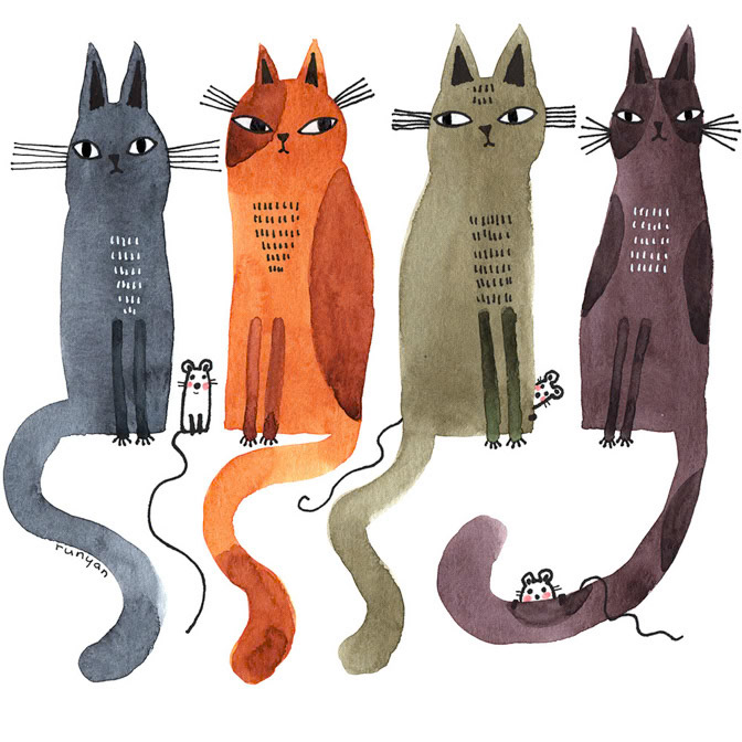 FOUR FELINES 2 - Terry Runyan - Creatif _Cat _  Creatif