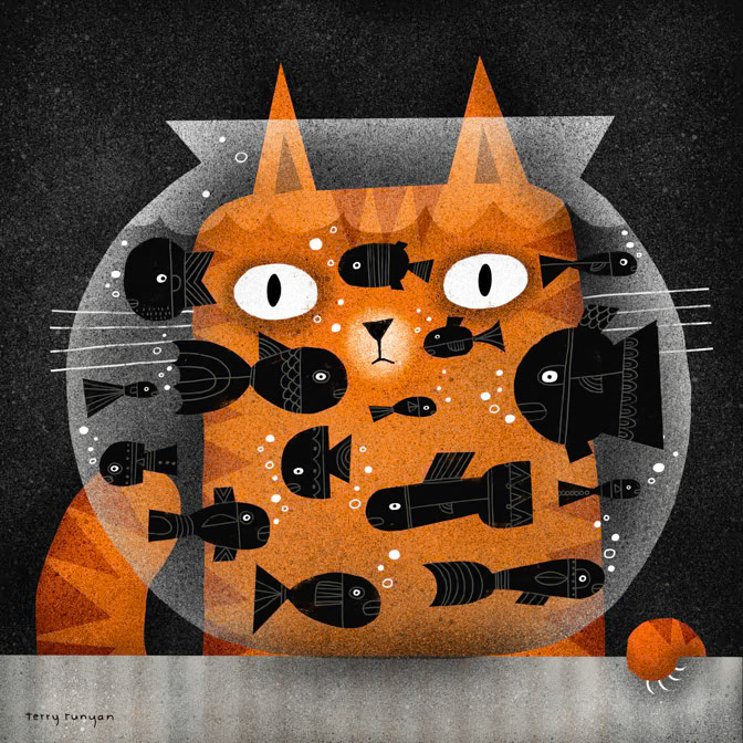 FISHING 300dpi Terry Runyan - Creatif _Cats- Fish- Maggie _  Creatif