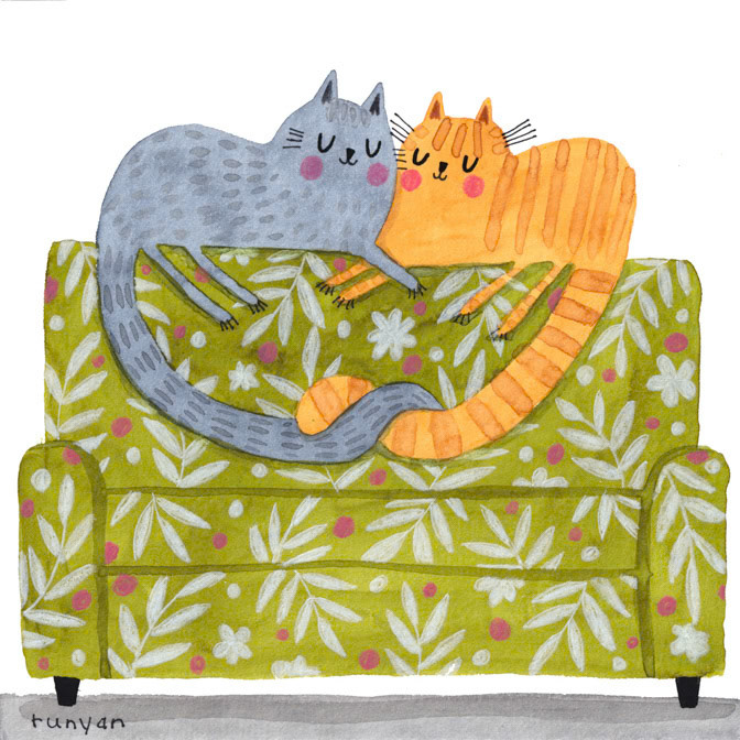 CUDDLE COUCH KITTIES _artneedlepoint- Cats _  Creatif ©Terry Runyan - Creatif License