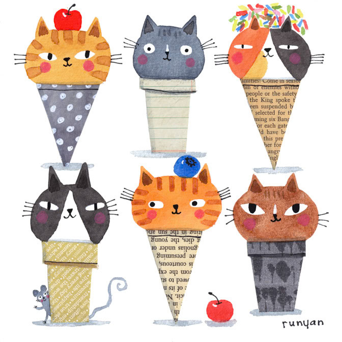 CAT-A-CONES _Cats- cones- Ice Cream _  Creatif ©Terry Runyan - Creatif License
