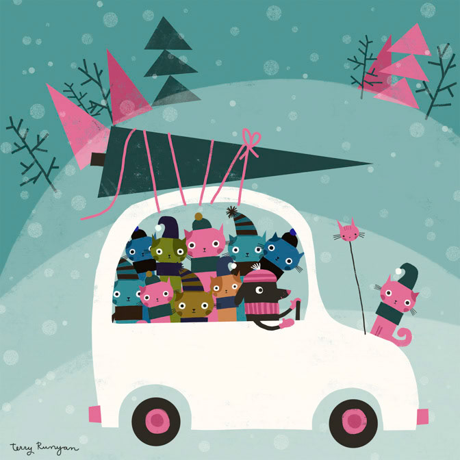 HOLIDAY ROAD TRIP 8x8 _Cat- christmas _  Creatif ©Terry Runyan - Creatif License