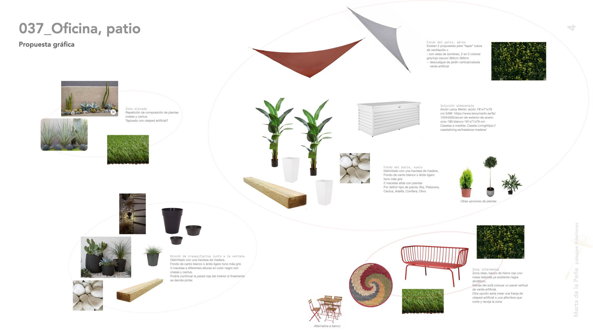 Proyecto de interiorismo para oficina y patio en Madrid. Arquitectura de interiores.