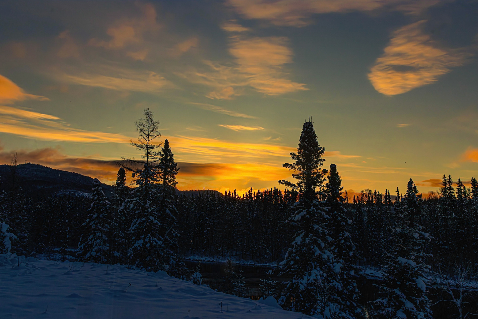 Coucher de soleil hivernal