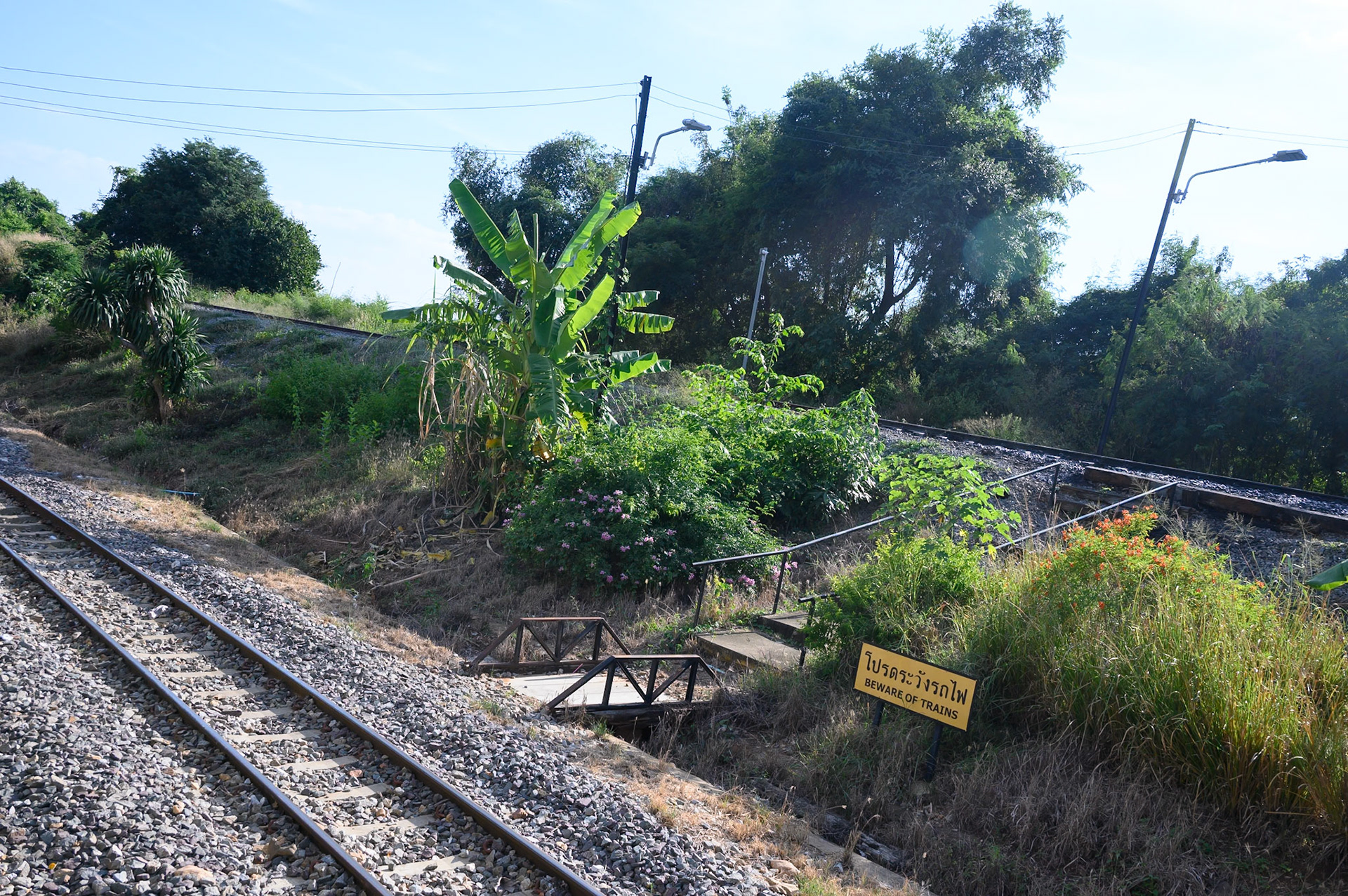 Ballade dans un petit train le long de la rivière Kway. (Gare de Nam Tok à la gare de Tham Krasae ??)