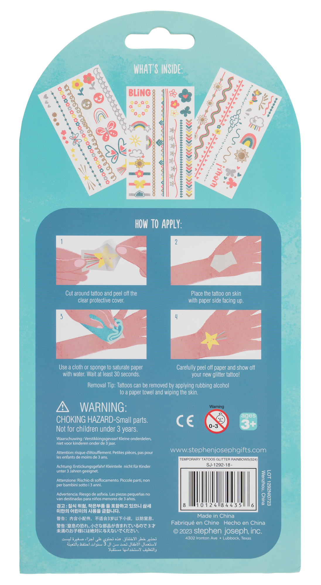 Glitter Temporary Tattoos Packaging (back)