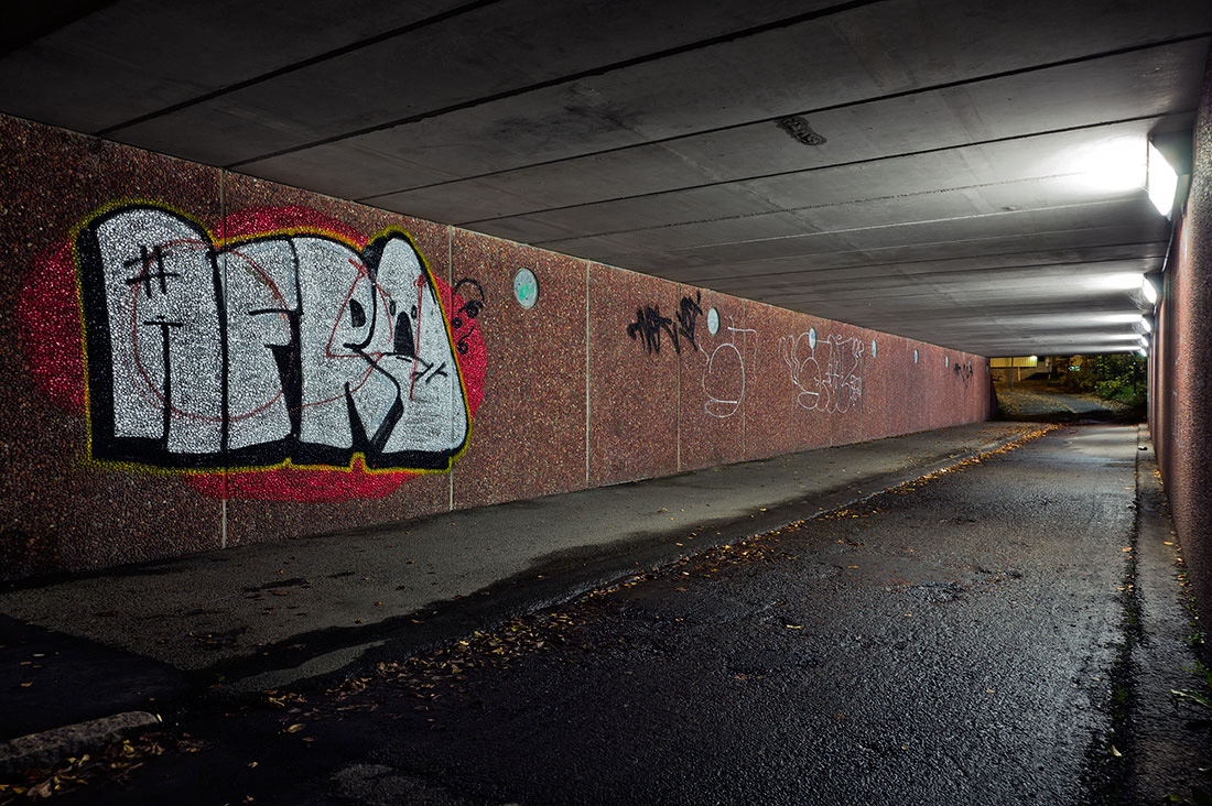 Bicycle tunnel under Munkebäcksgatan in Gothenburg.