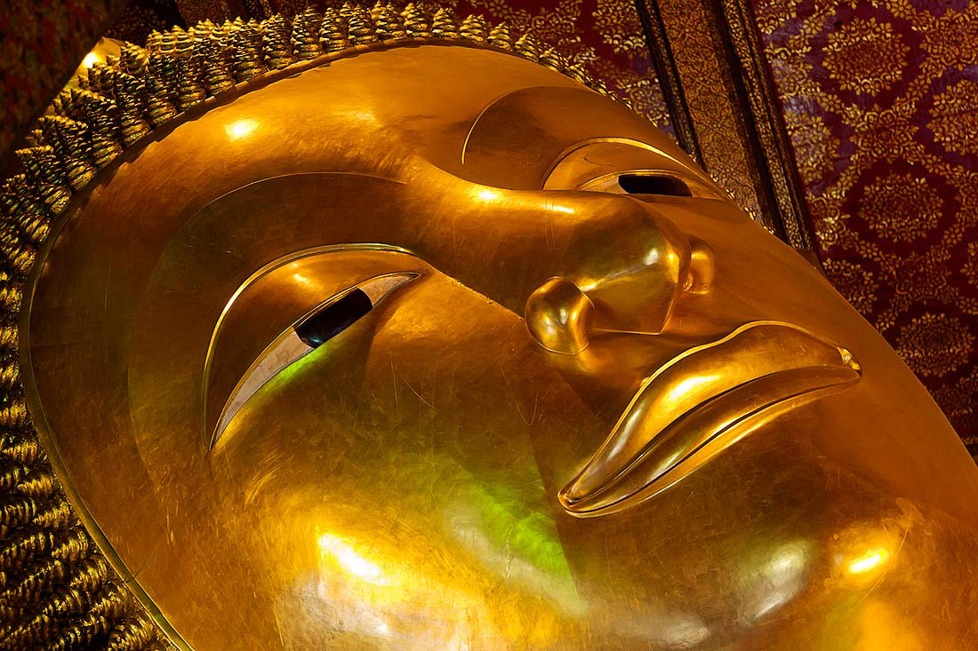 The Reclining Buddha in the Wat Pho temple, Bangkok.