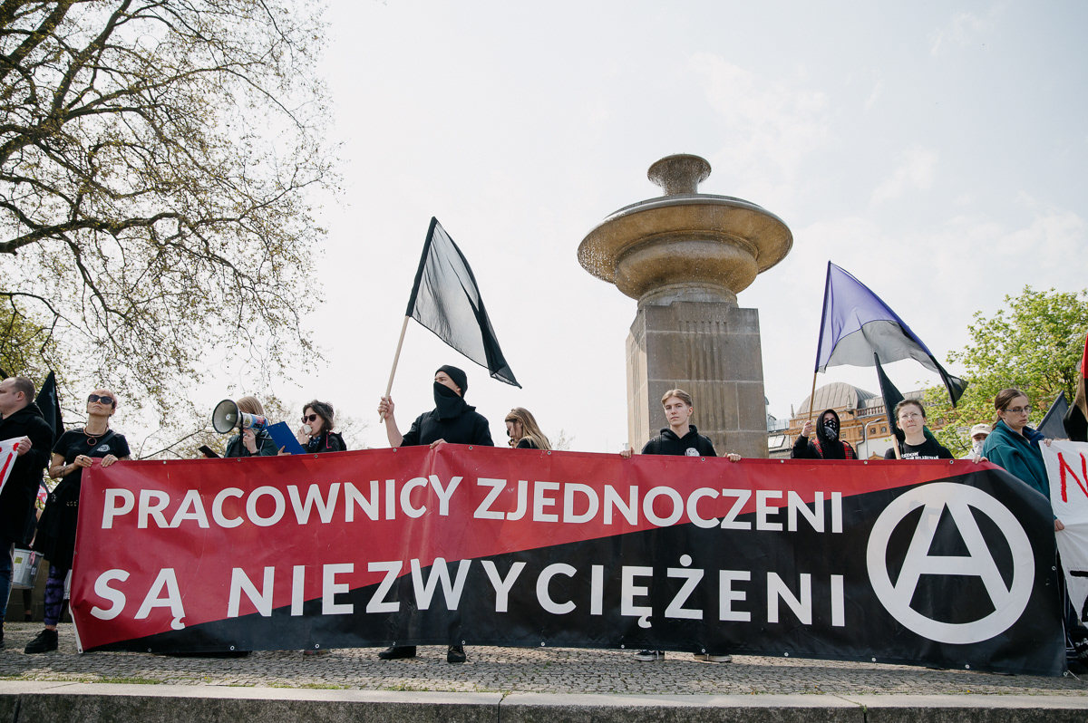 "The workers united will never be defeated"