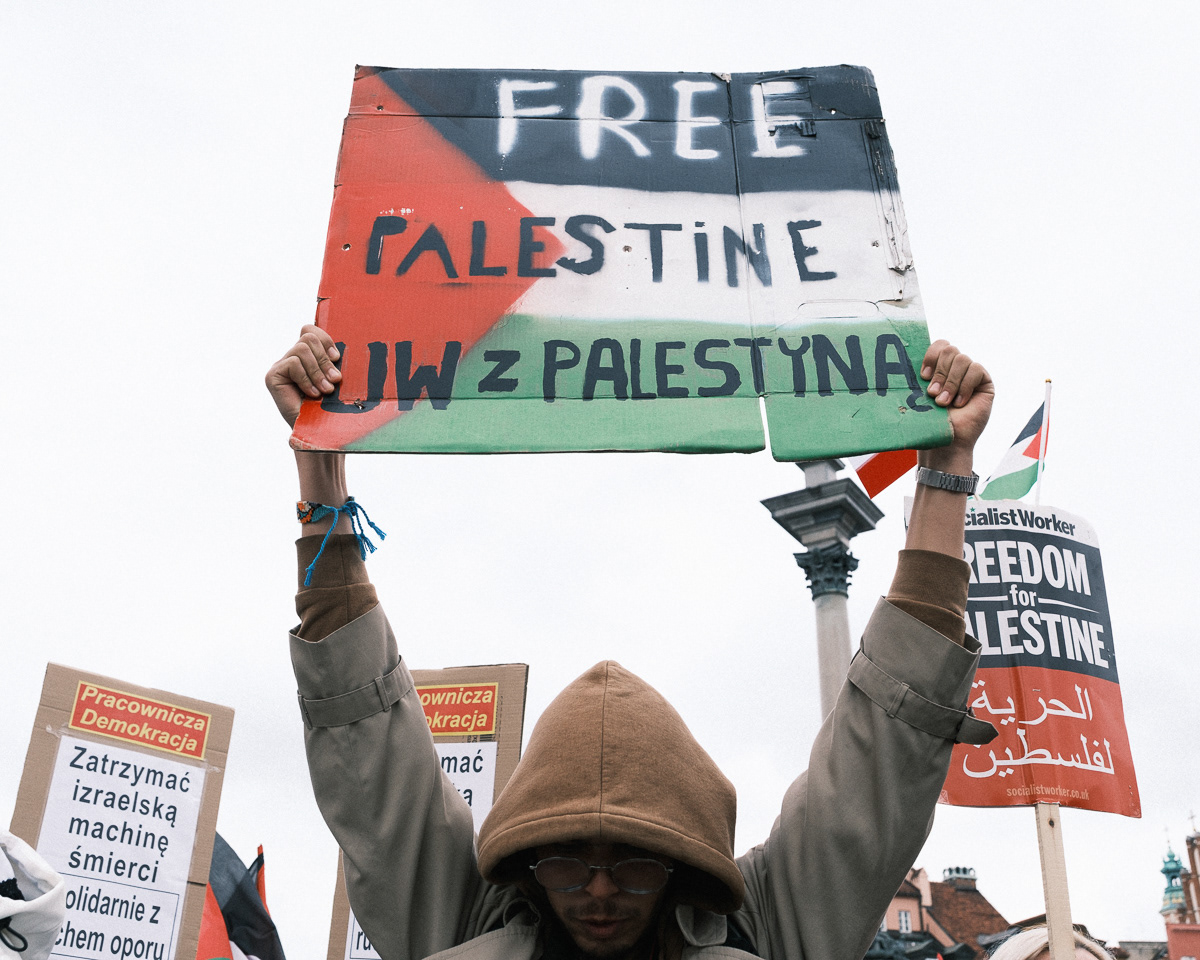 "Free Palestine, University of Warsaw with Palestine"