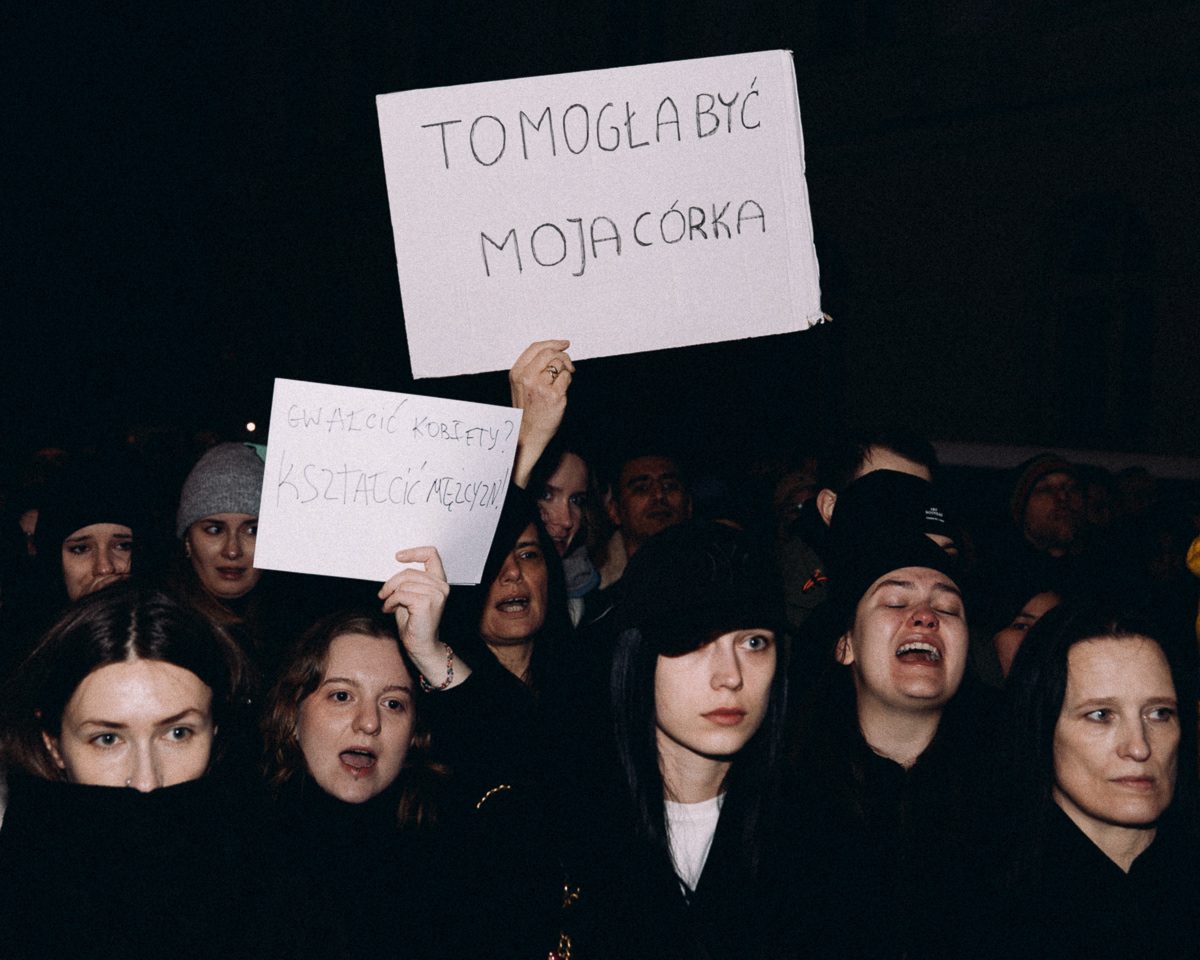 "That could have been my daughter"; "Rape women? Educate men!"