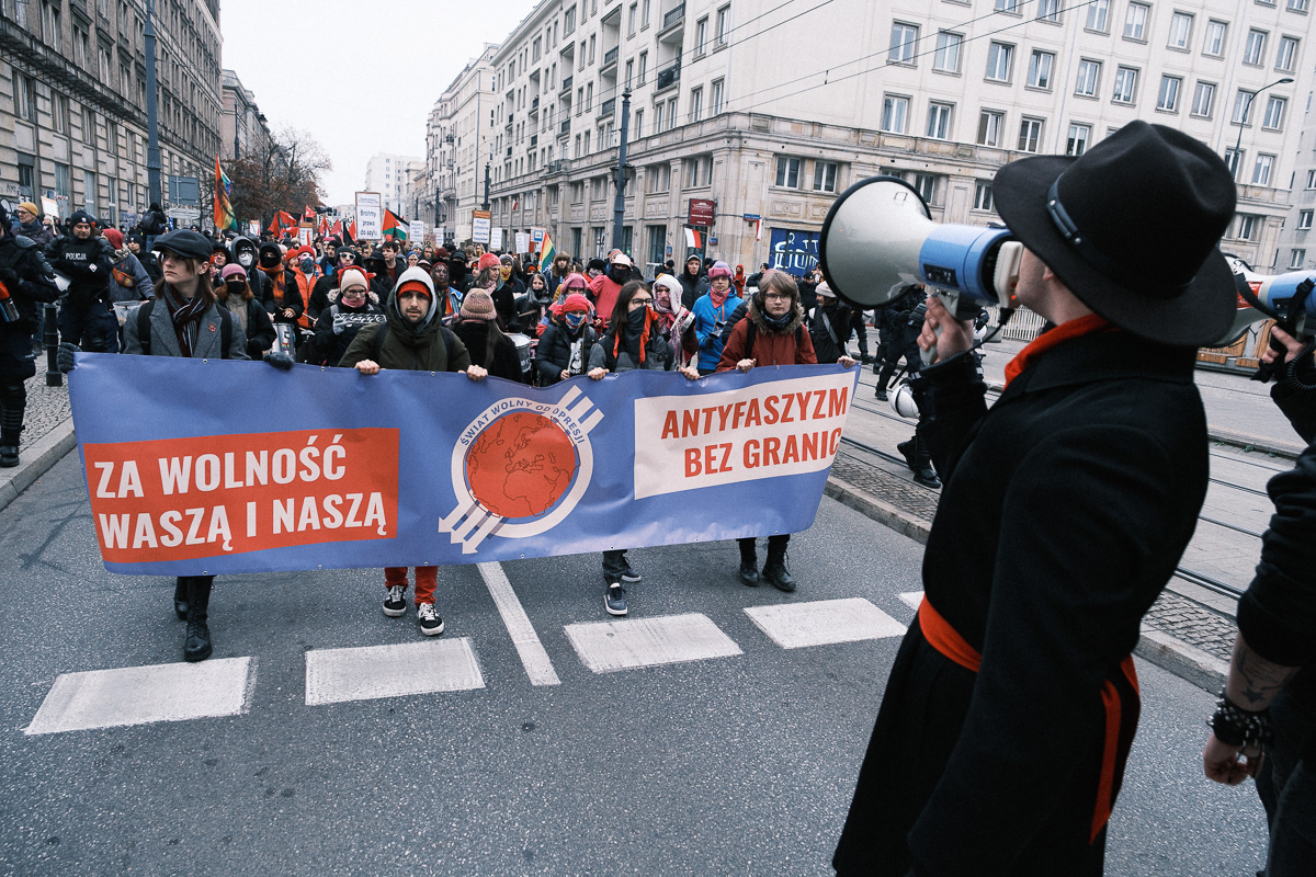 "For your freedom and ours - anti-fascism without borders"