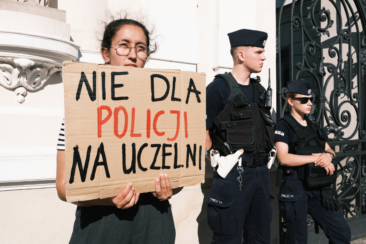 "No to police on campus"