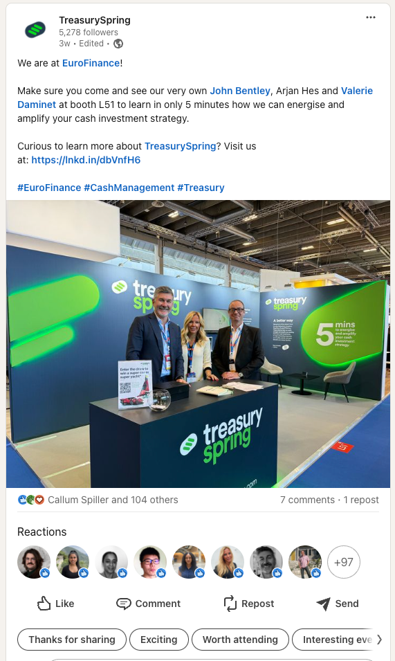 Social… amplifying the TreasurySpring brand