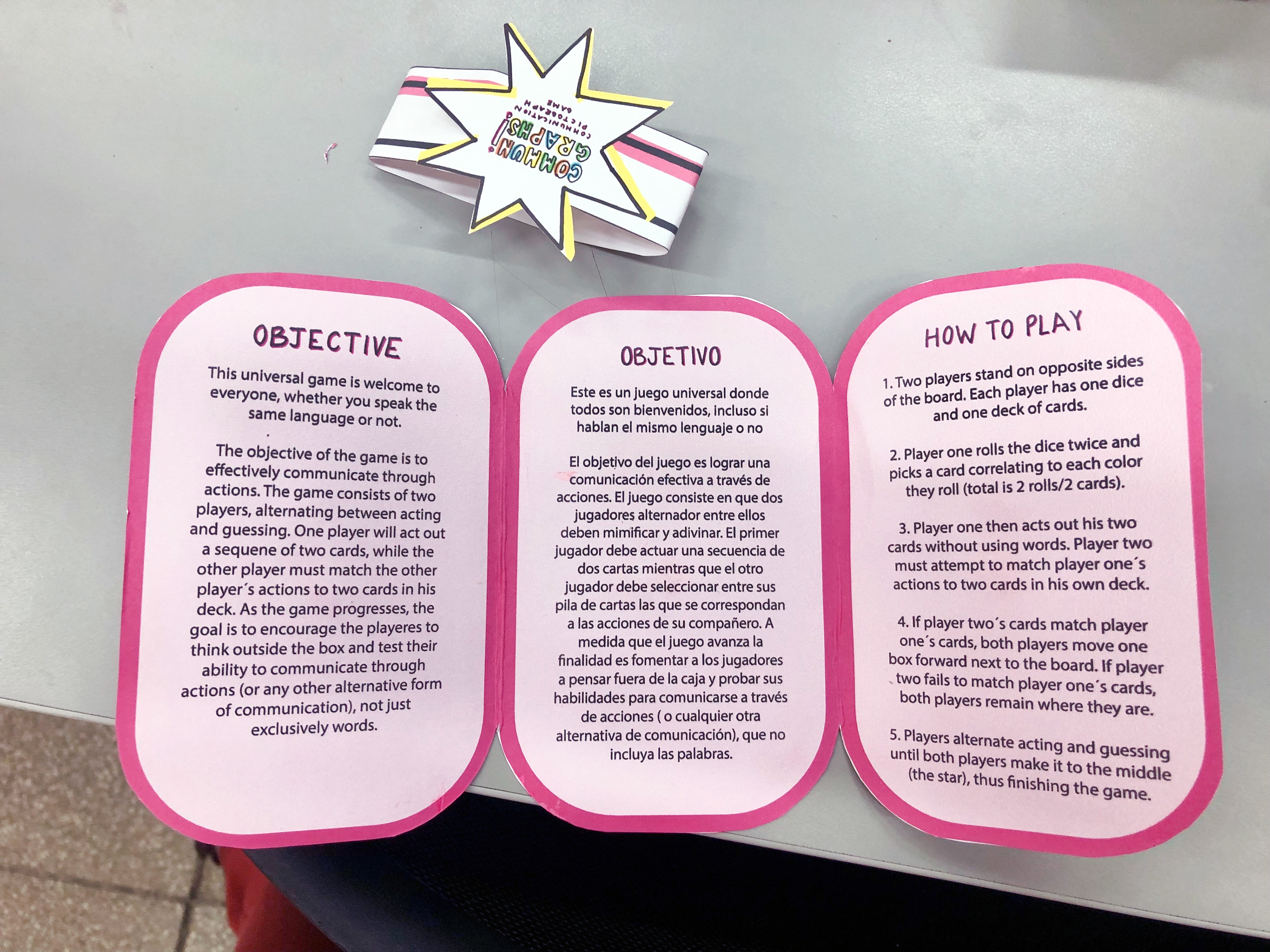 The game's directions, both in English and Spanish