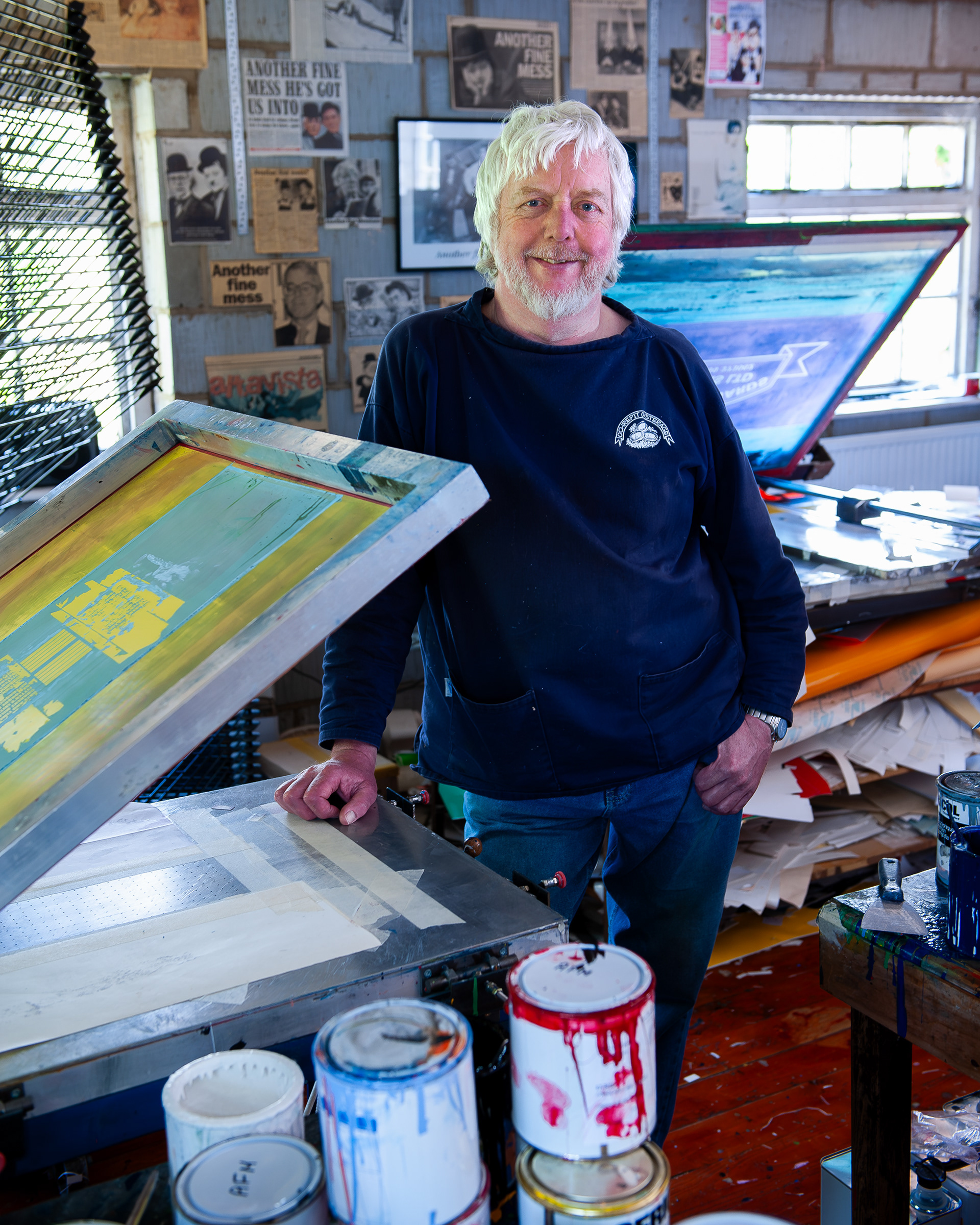 Ref: John R. Burrows_20100516_1449. Artist Gallery & Studio, Bishop Wilton, East Yorkshire, United Kingdom, 18 May, 2010. Pictured: John R. Burrows, screen printer and artist.
