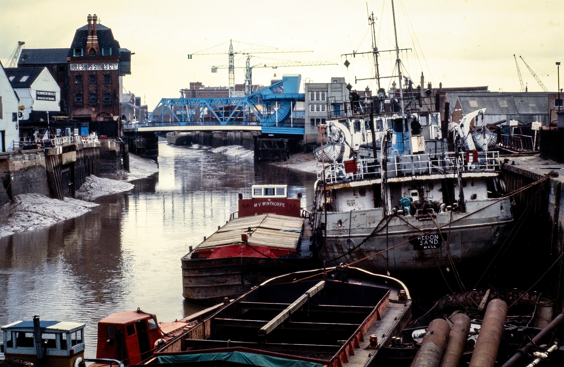 Ref: River Hull_20200417_0079. River Hull, Kingston Upon Hull, East Yorkshire, United Kingdom.Pictured: 1983, the River Hull lined with river traffic.
