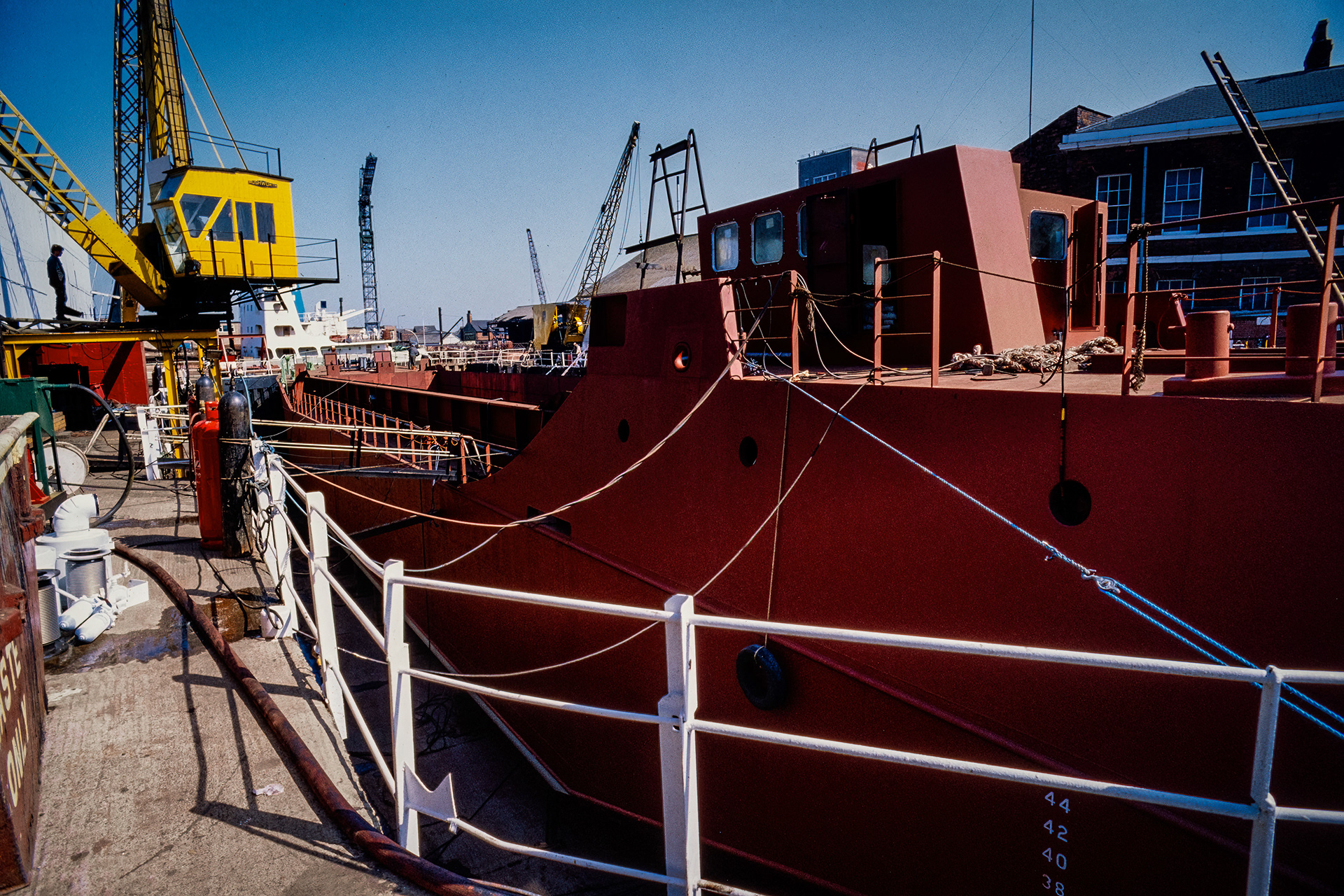 Ref: Yorkshire Dry Dock 19870411_0011 North End Shipyard, Kingston Upon Hull, East Yorkshire, United Kingdom. Pictured: Yorkshire Dry Dock and shipyard circa 1987. Now, North End Shipyard will be the future home of the sidewinder trawler Arctic Corsair.