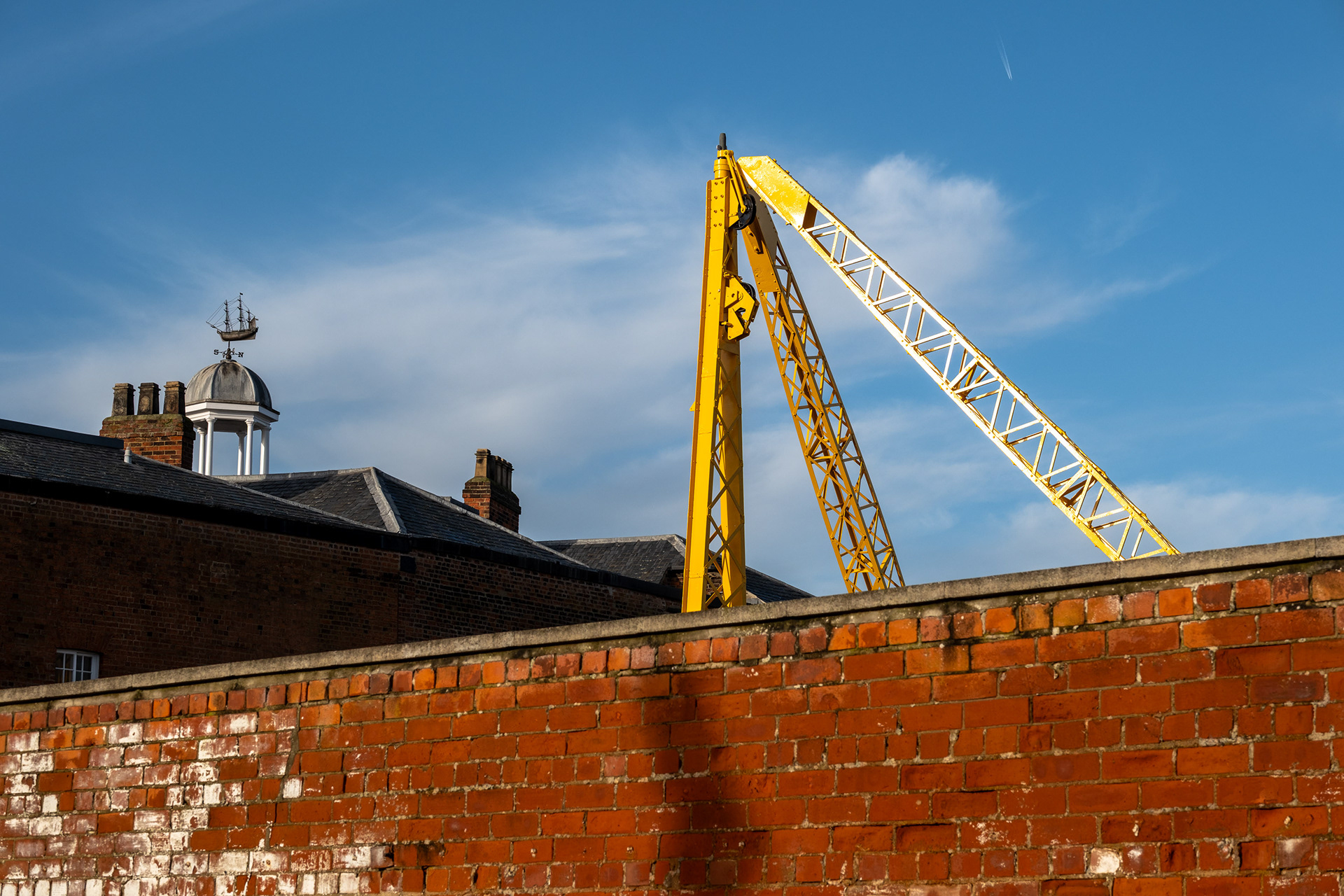 Ref: Scotch Derrick_20251208_0014. Hull’s last remaining Scotch Derrick crane was restored and reinstated at the North End Shipyard. Part of the Hull Maritimes maritime heritage project. North End Shipyard, Kingston Upon Hull, East Yorkshire, United Kingdom, 08 December, 2025