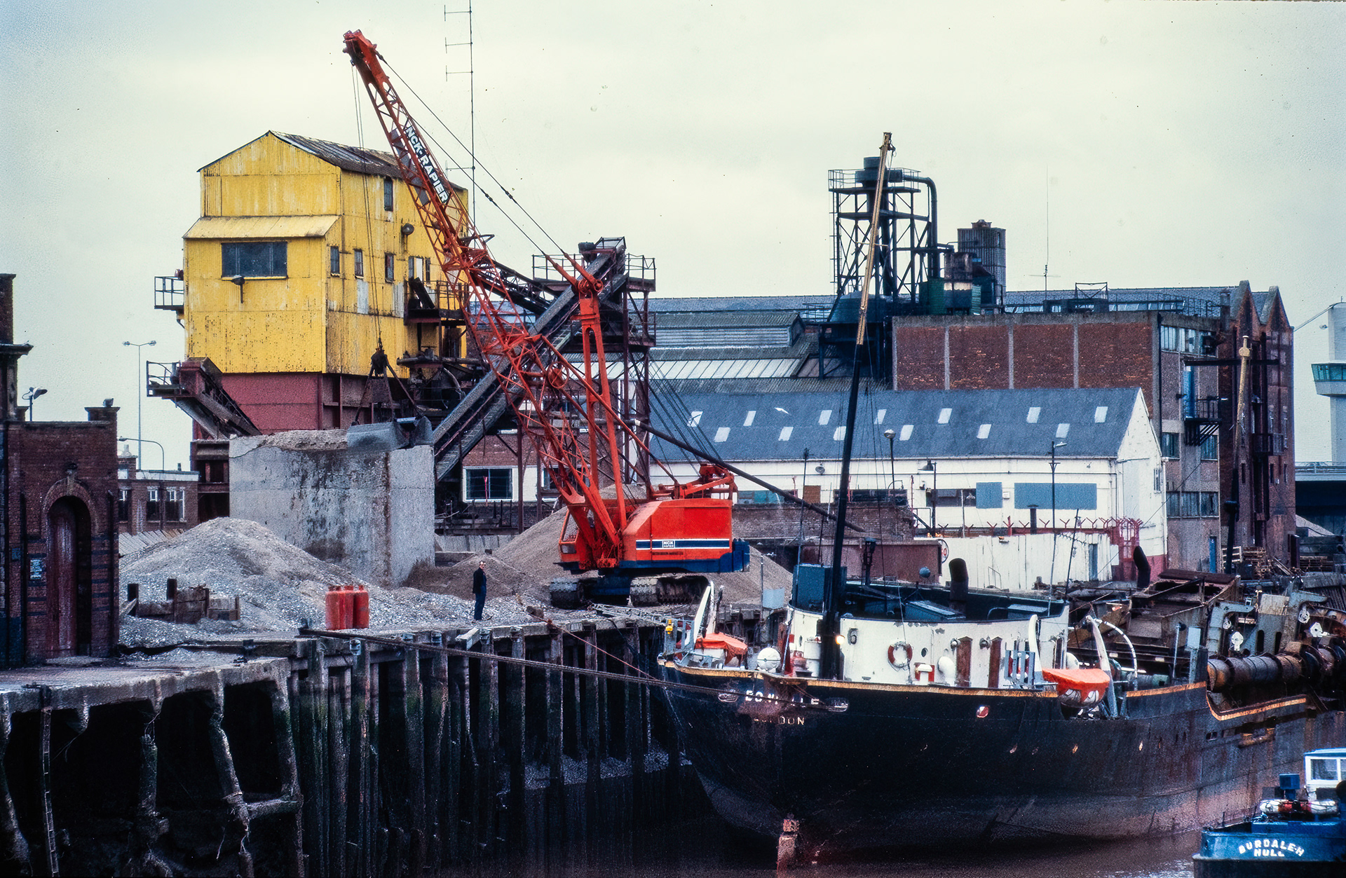 Ref: River Hull 20200417_0078. In 1983, the River Hull was lined with river traffic. River Hull, Kingston Upon Hull, East Yorkshire, United Kingdom. 