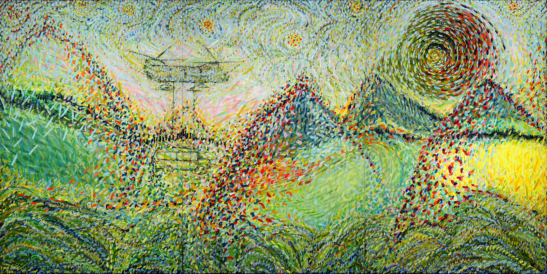'INTO THE WILD', oil on canvas, 3 panels, 60 by 120 inches (152x305cm), 2020
