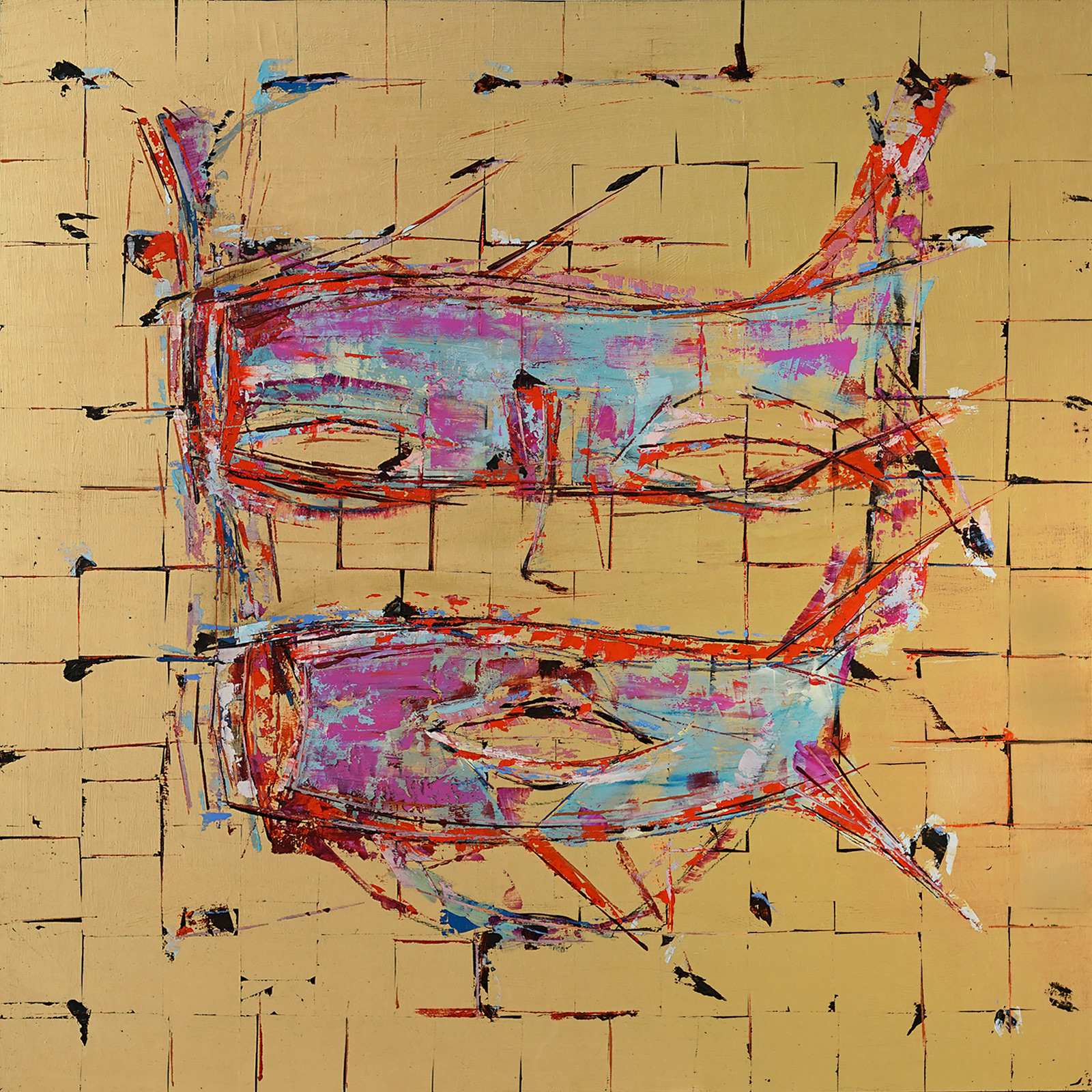 HALFSIDES NO.2 oil on wood, 36 by 36 inches, 2004,HERMANN LEDERLE NOT AVAILABLE, NOT AVAILABLE