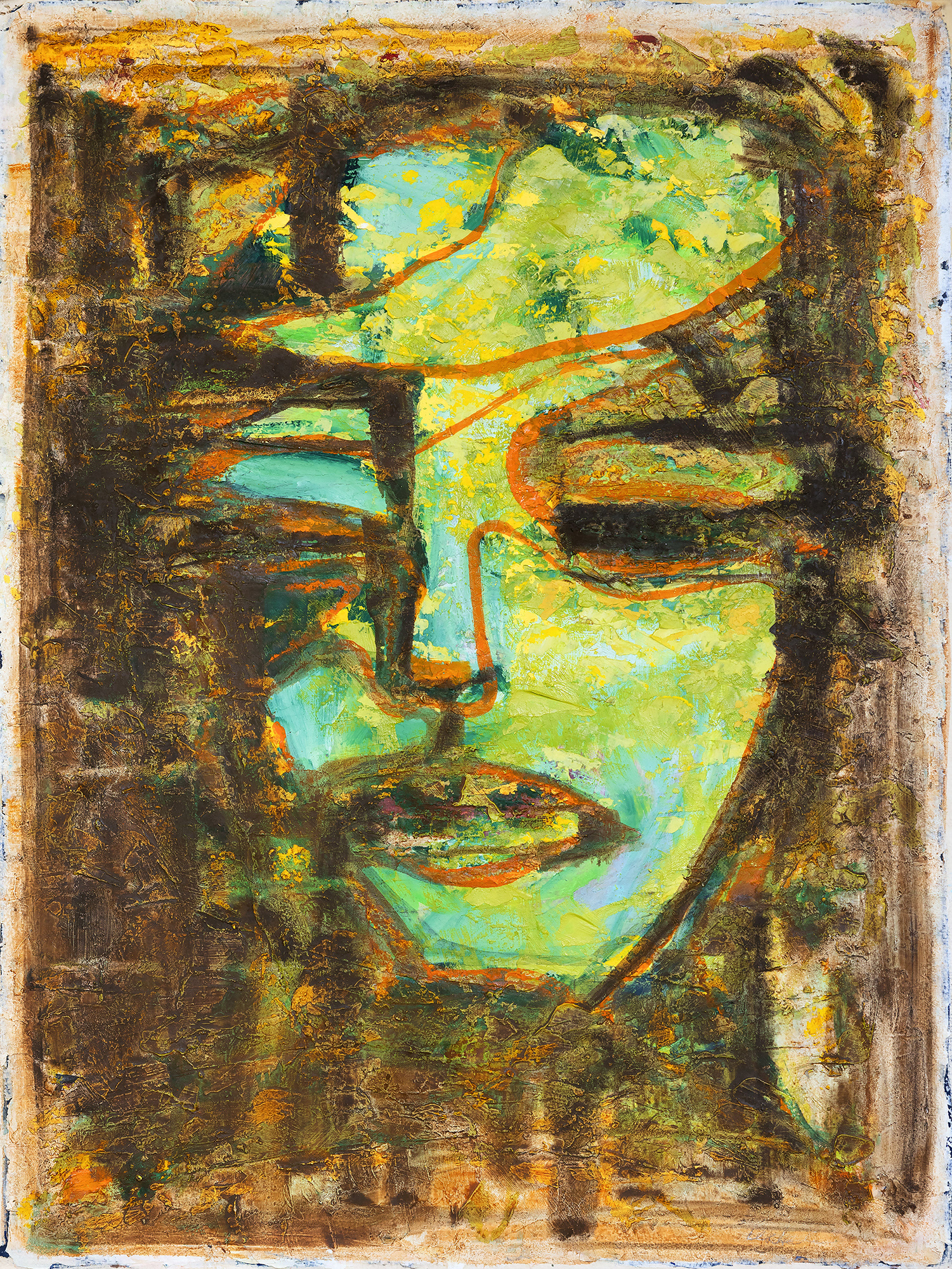 HEAD NO.103 oil on paper, 30 by 22 inches, 2010, HERMANN LEDERLE