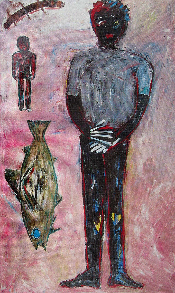 ELECTION, OIL ON CANVAS, 80 BY 50 INCHES, 1985, HERMANN LEDERLE