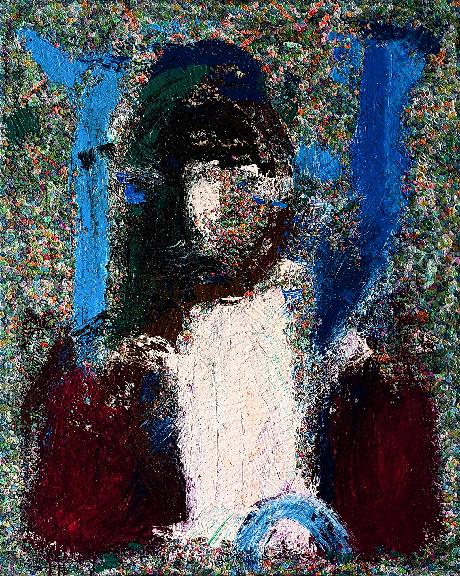 ONE KARMA oil and acrylic on canvas, 50 by 40 inches (127x102cm), 2025, HERMANN LEDERLE