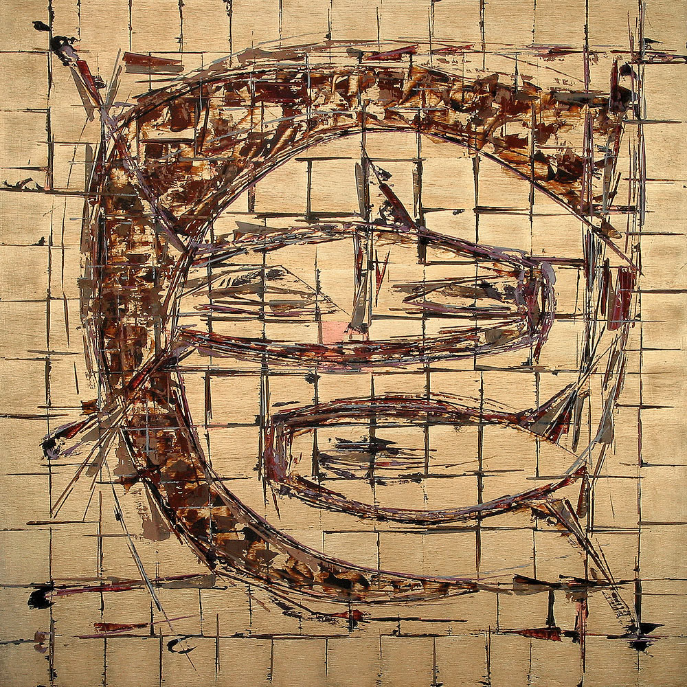 HALFSIDES NO.1 oil on wood, 36 by 36 inches, 2004, HERMANN LEDERLE