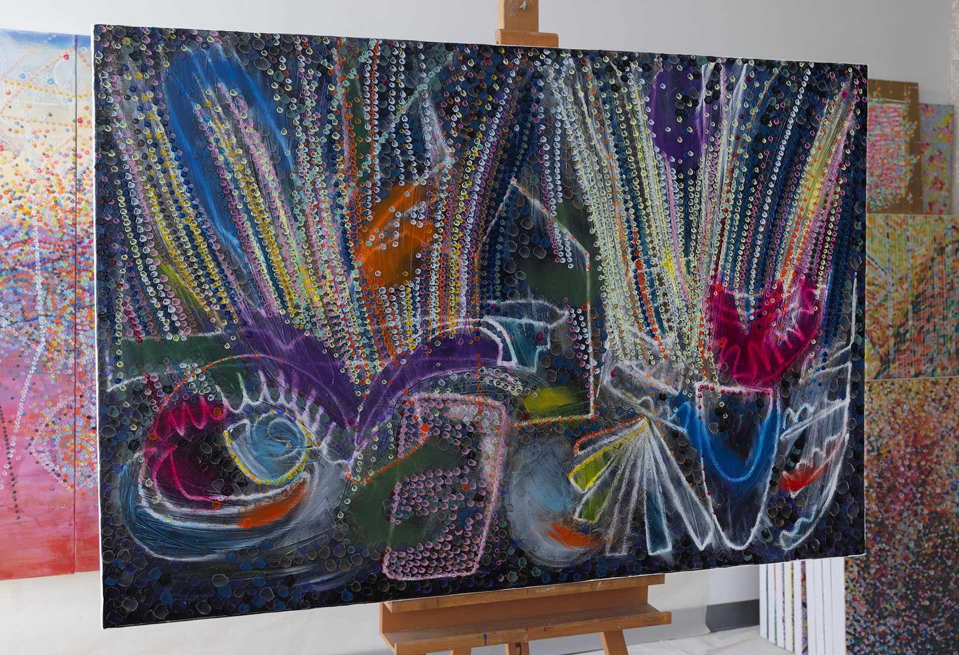 'LOOK LOOK' oil on canvas, 40" x 60", in progress, at the studio 2022, by Hermann Lederle