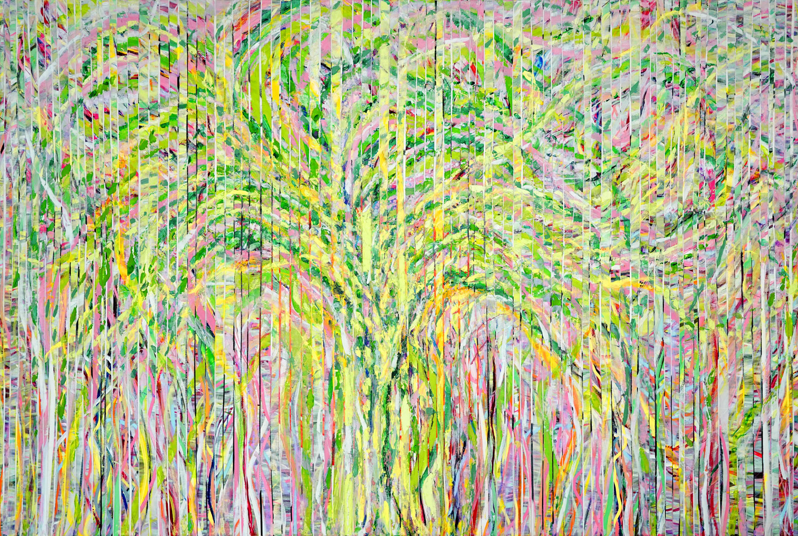 RIPPLES oil/acrylic on canvas stripes over canvas, 40 by 60 inches (102x152cm), 2020, Hermann Lederle