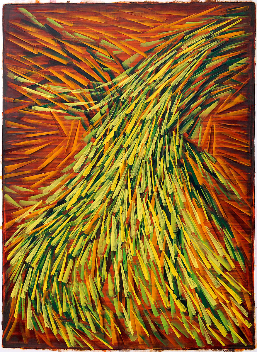 RUSH oil on paper, 46 by 34 inches, 2012, Hermann Lederle