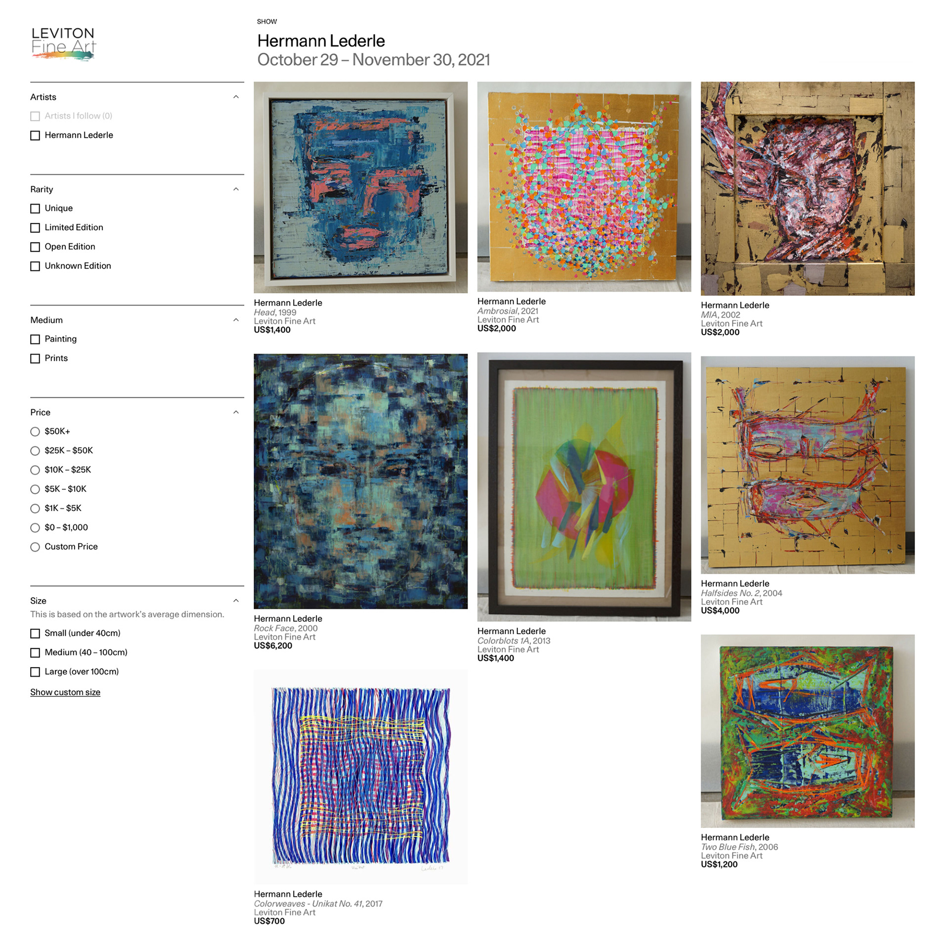 Leviton Fine Art Gallery Show Hermann Lederle 2021