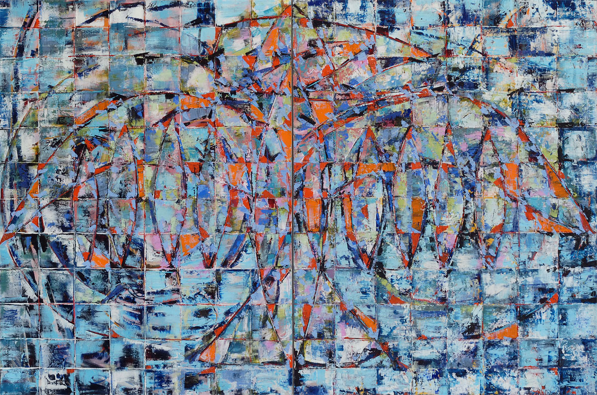 BIRD oil on canvas, 68 by 102 inches, two panels, 2002, HERMANN LEDERLE