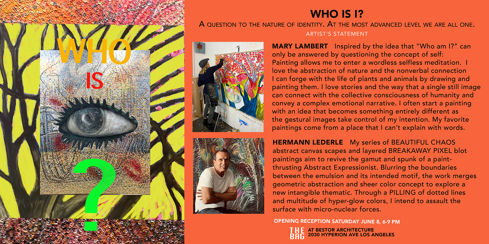 Who Is I? Opening Reception for Exhibition of Mary Lambert and Hermann Lederle THE BAG