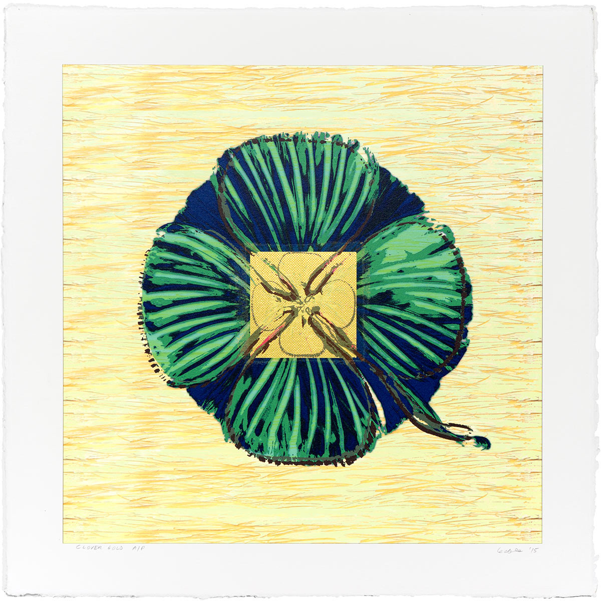 CLOVER GOLD 1 Limited edition prints on handmade japanese Mohachi paper, 22 by 22 inches, 2015, HERMANN LEDERLE