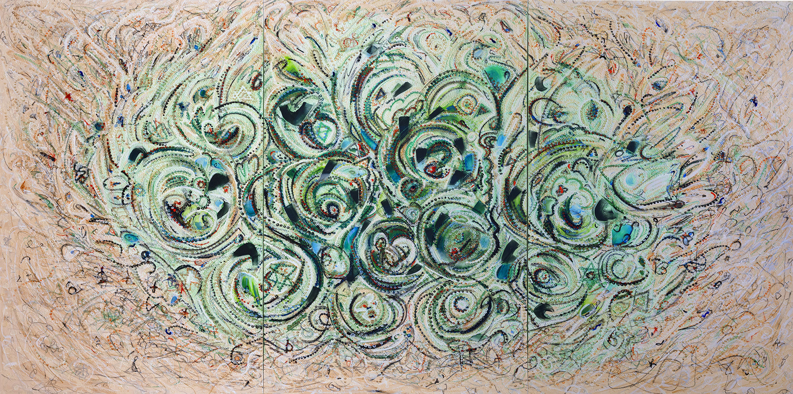 BINGE oil on canvas, 3 panels, 72 by 144 inches (183x366cm), 2023, HERMANN LEDERLE
