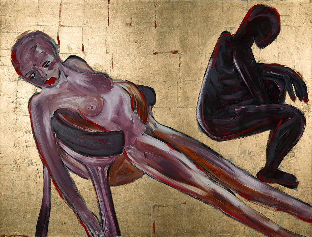 WOMAN ON CHAIR oil on canvas, 38 by 50 inches, 1990, HERMANN LEDERLE