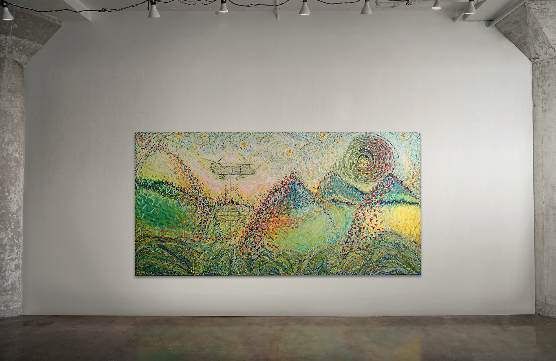 INTO THE WILD, oil on canvas, 3 panels, 60 x 120 inches, Hermann Lederle , at Factory Art Loft