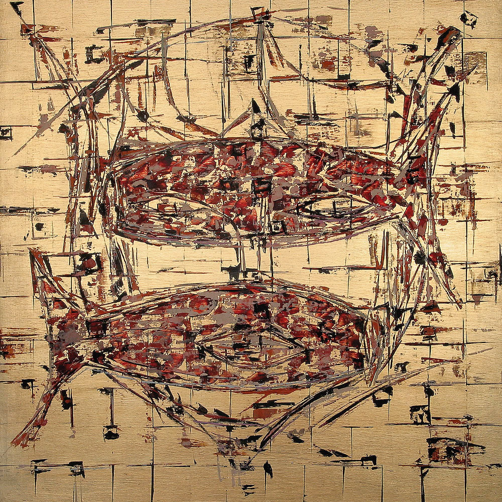 HALFSIDES NO.7 oil on wood, 36 by 36 inches, 2004, HERMANN LEDERLE