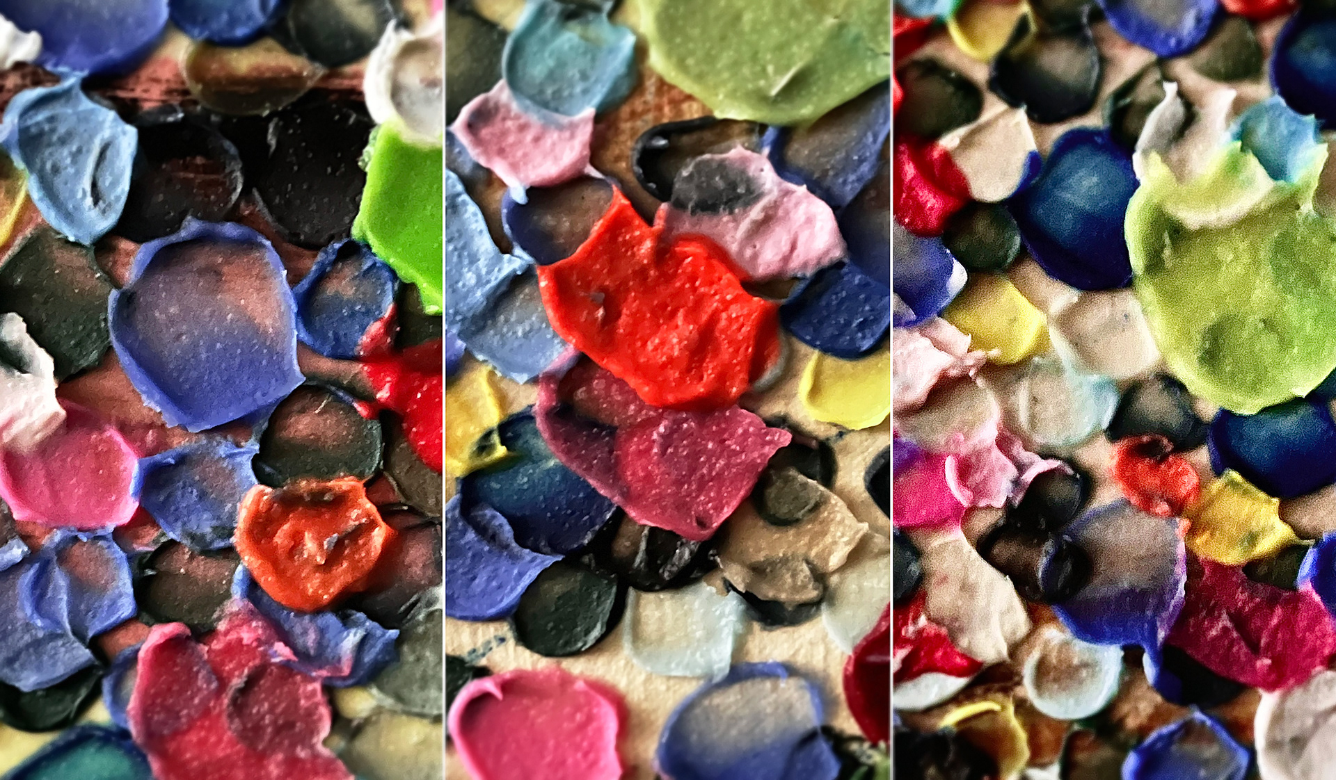 ROTA PIXEL Close-Up of paint texture of THE FALL painting in progress by Hermann Lederle