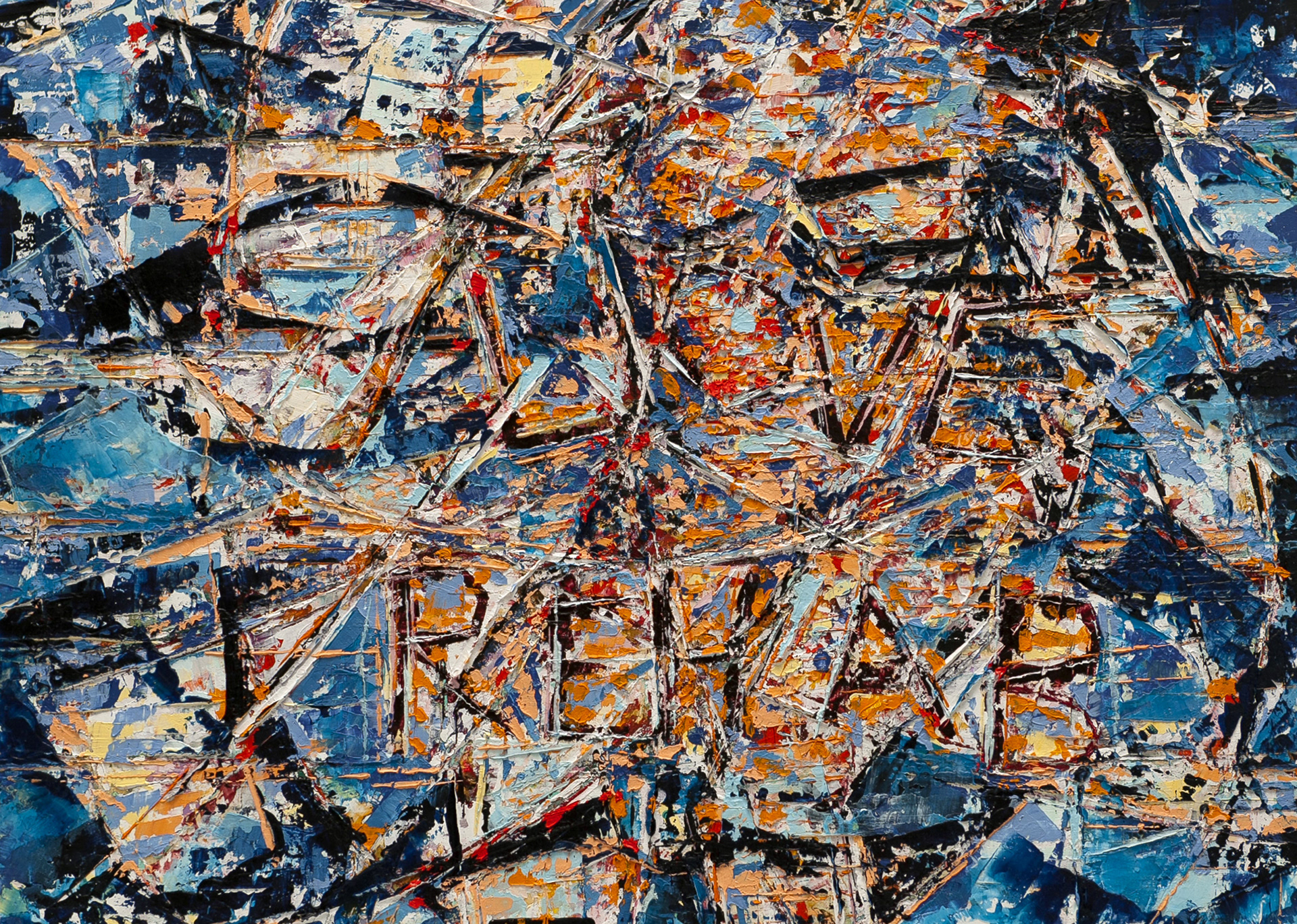 'SELF REHAB', oil on canvas, 50 by 38 inches (127x96cm), 2007 - DETAIL Born out of the 'PIXEL' series paintings, this piece retains the basic elements of shapes and structure familiarized by this work series
