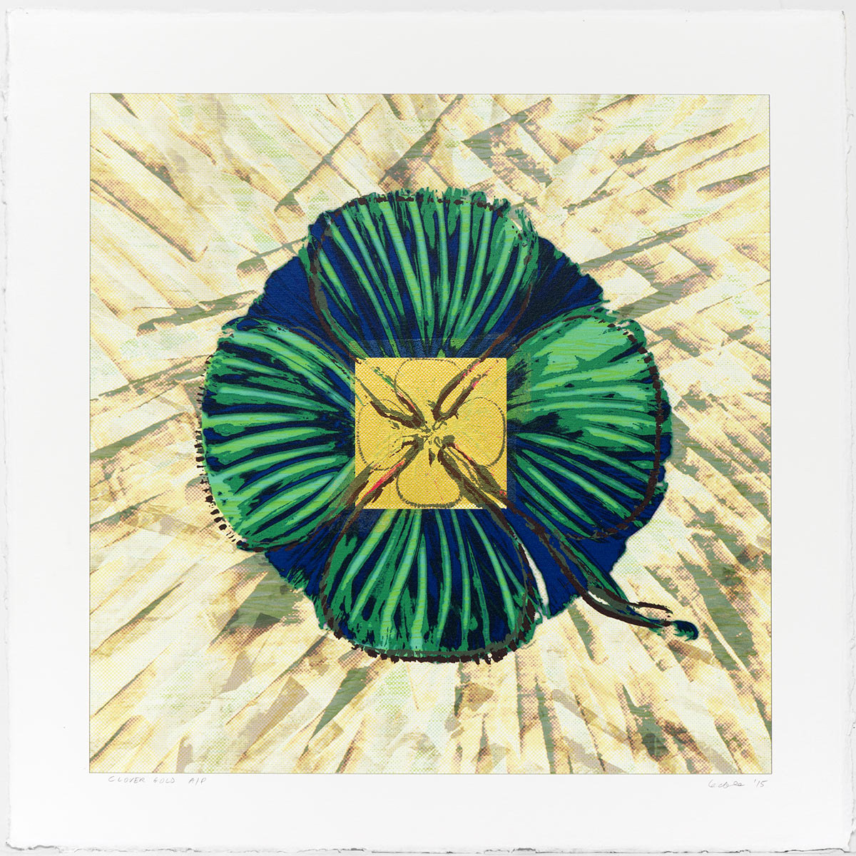 CLOVER GOLD 2 Limited edition prints on handmade japanese Mohachi paper, 22 by 22 inches, 2015,HERMANN LEDERLE