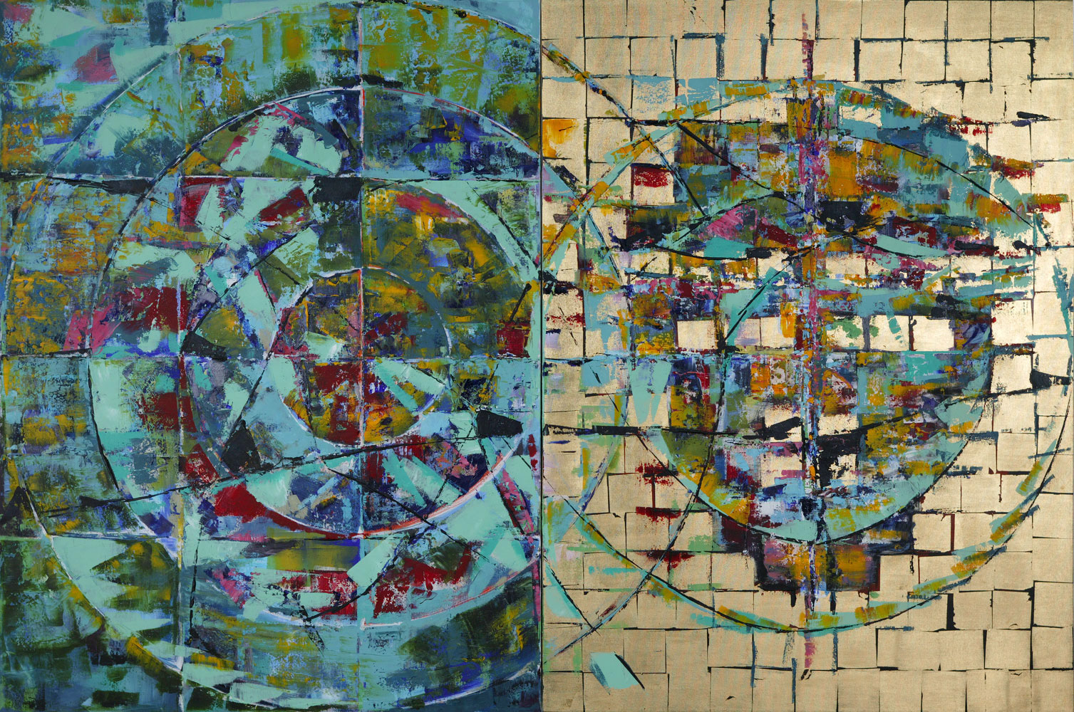 HIGH AND LOW oil on canvas, 48 by 72 inches, two panels, 2002, HERMANN LEDERLE