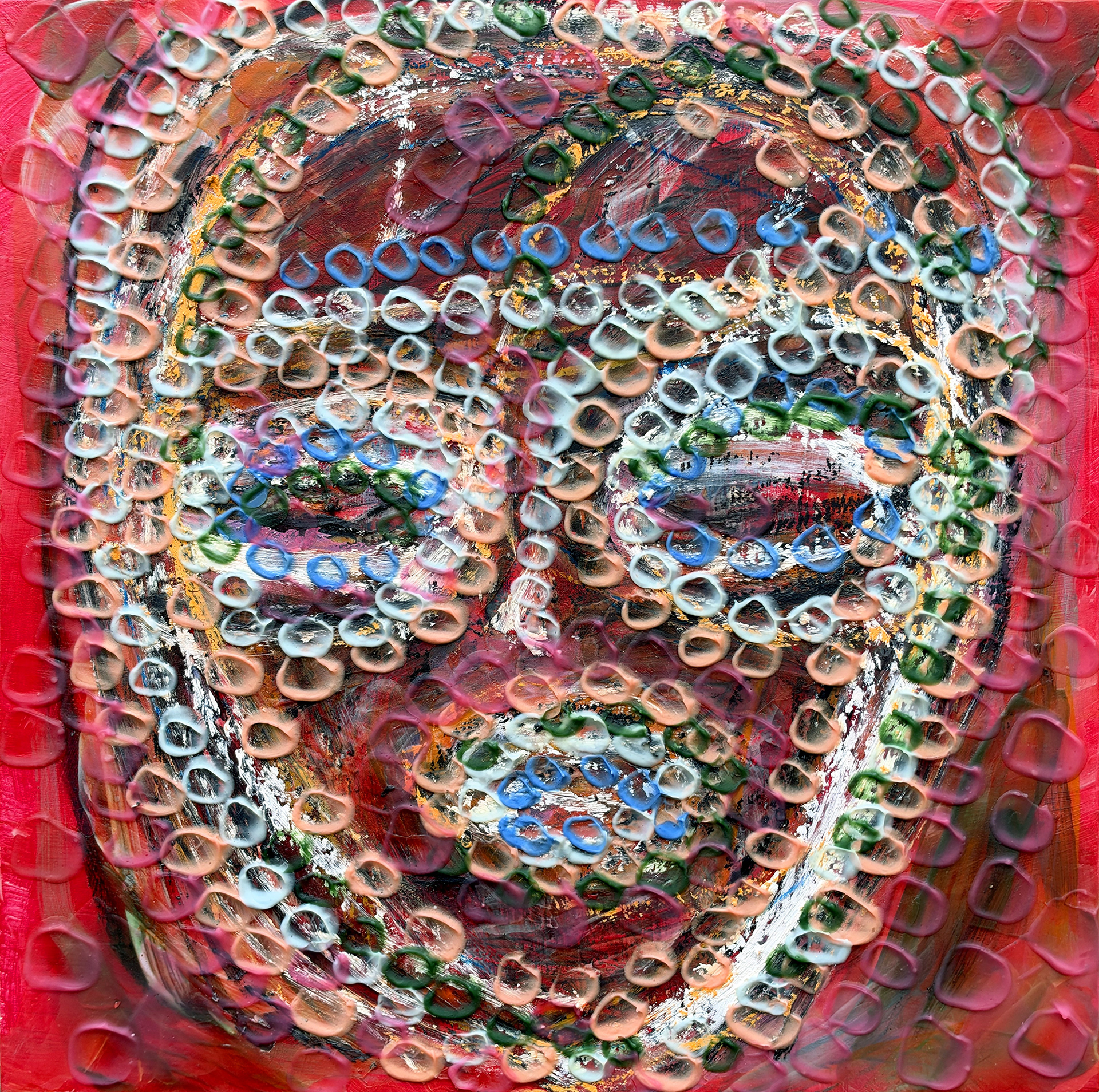 HEAD NY OIL BLOTS ONE oil on wood panel, 12 by 12 inches (30x30 cm), 2026