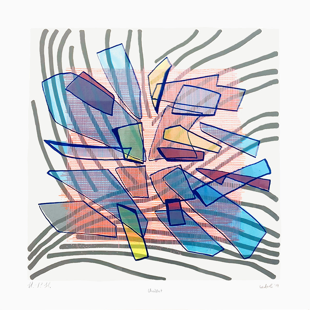 COLORNOTES UNIKAT 12 Serigraph on Somerset Velvet paper, 24 by 24 inches (61x61cm), 2019 hand signed EUR 750.00, Hermann Lederle