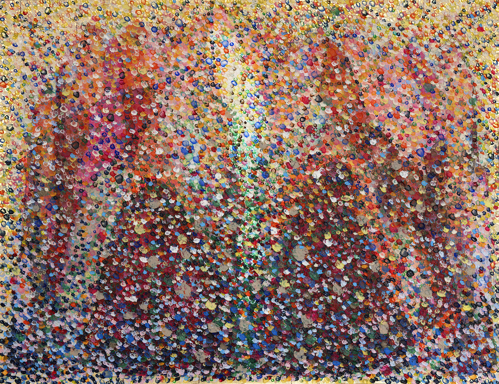 'FANFARE' (INTO THE ROUGH), 2021, by Lederle is a work calling for an expression of pure color, abstract form, and the seductive materiality of paint.